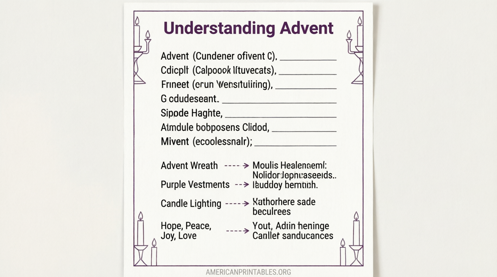 Free Printable Meaning of Advent Worksheet (3)