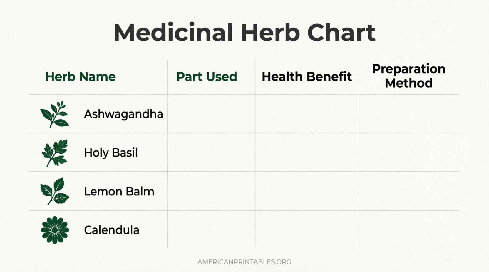 Free Printable Medicinal Herb Chart Guide (4)