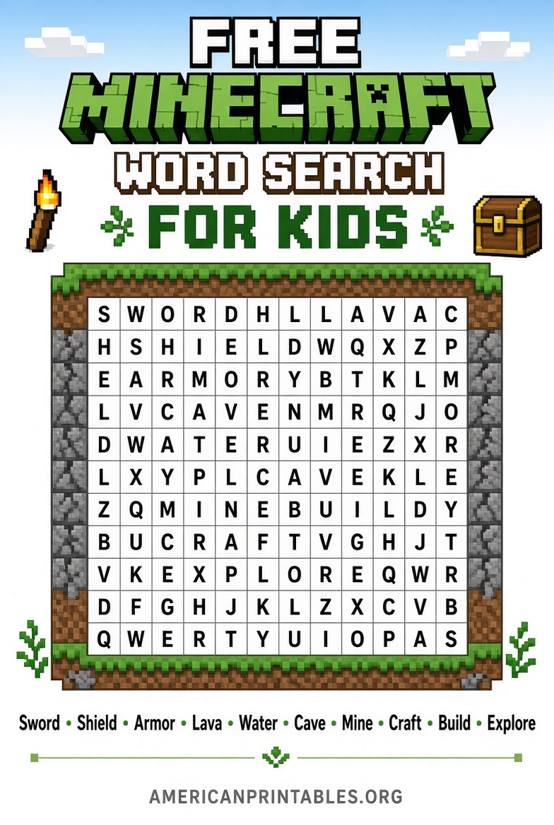 Free Printable Minecraft Word Search (2)