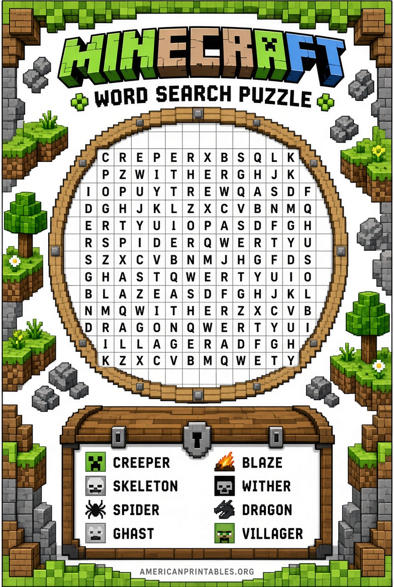 Free Printable Minecraft Word Search (3)