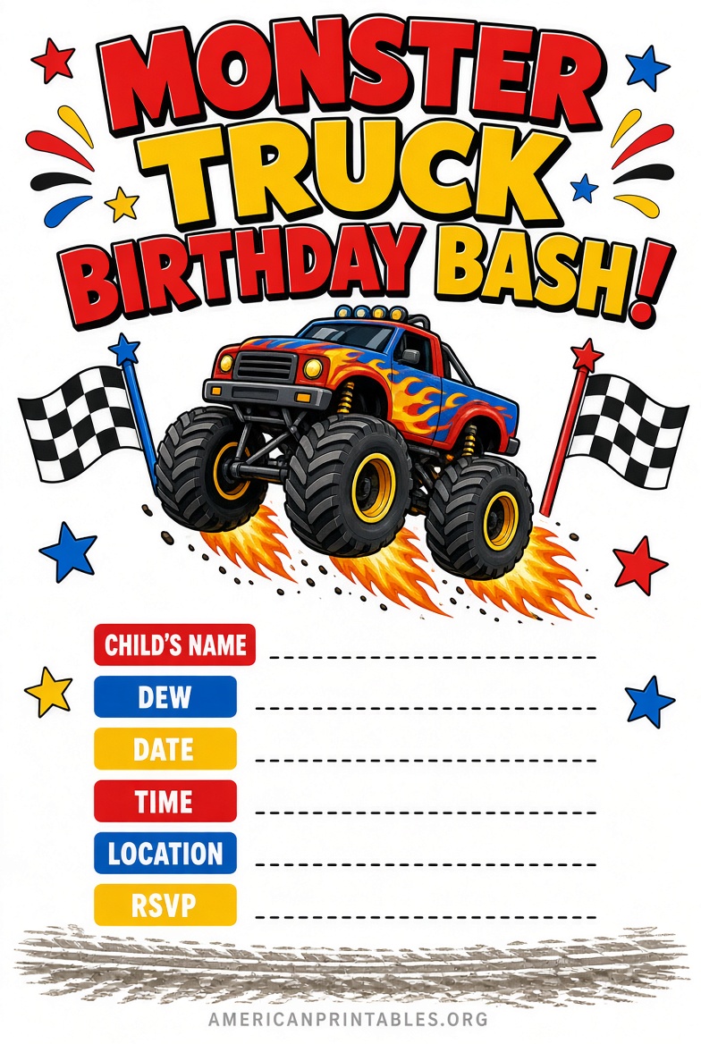 Free Printable Monster Truck Birthday Invitations (1)