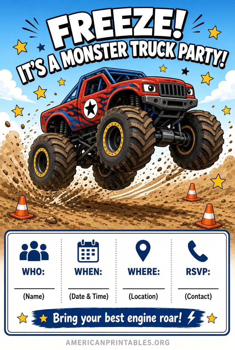 Free Printable Monster Truck Birthday Invitations (2)