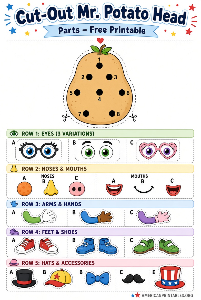 Free Printable Mr Potato Head Parts for Kids (1)
