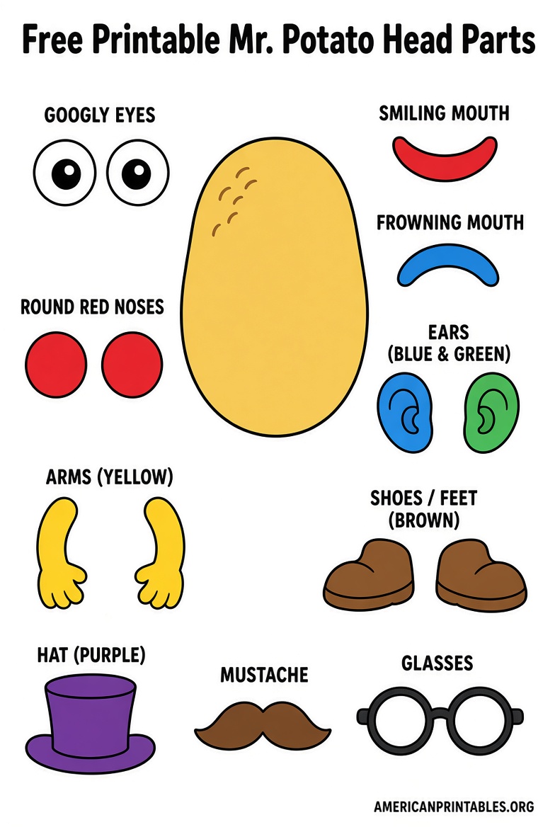 Free Printable Mr Potato Head Parts for Kids (2)