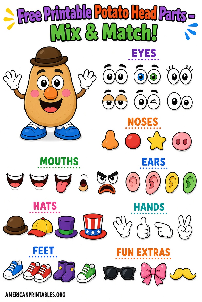 Free Printable Mr Potato Head Parts for Kids (4)