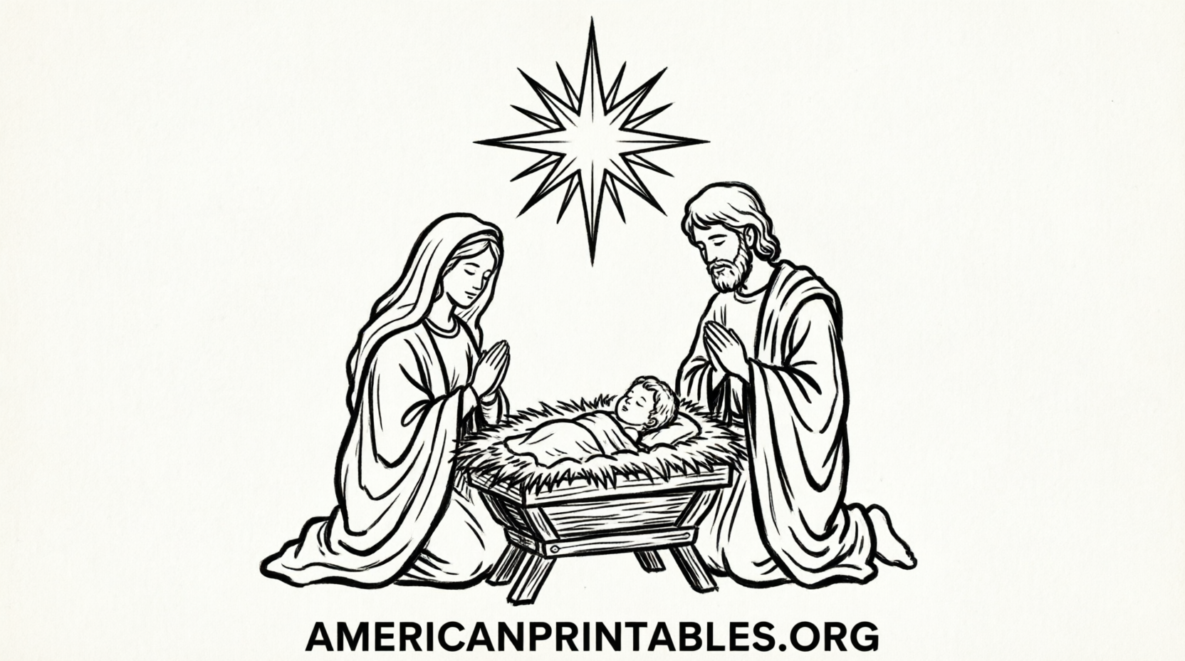 Free Printable Nativity Clipart Black and White (1)