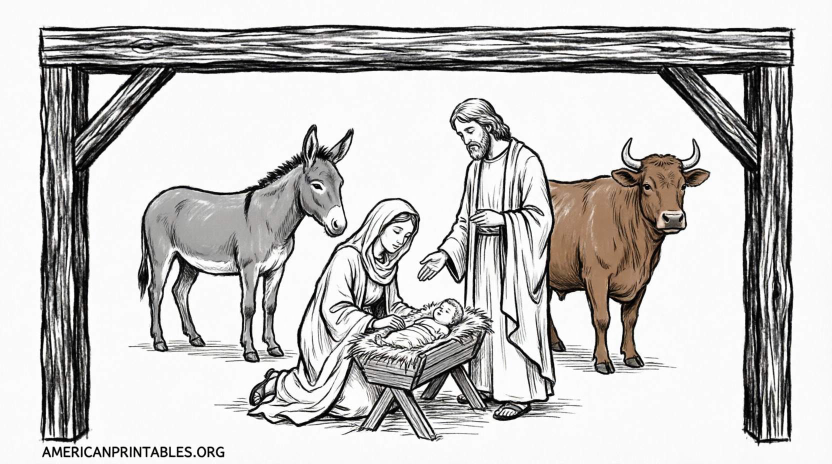 Free Printable Nativity Clipart Black and White (2)