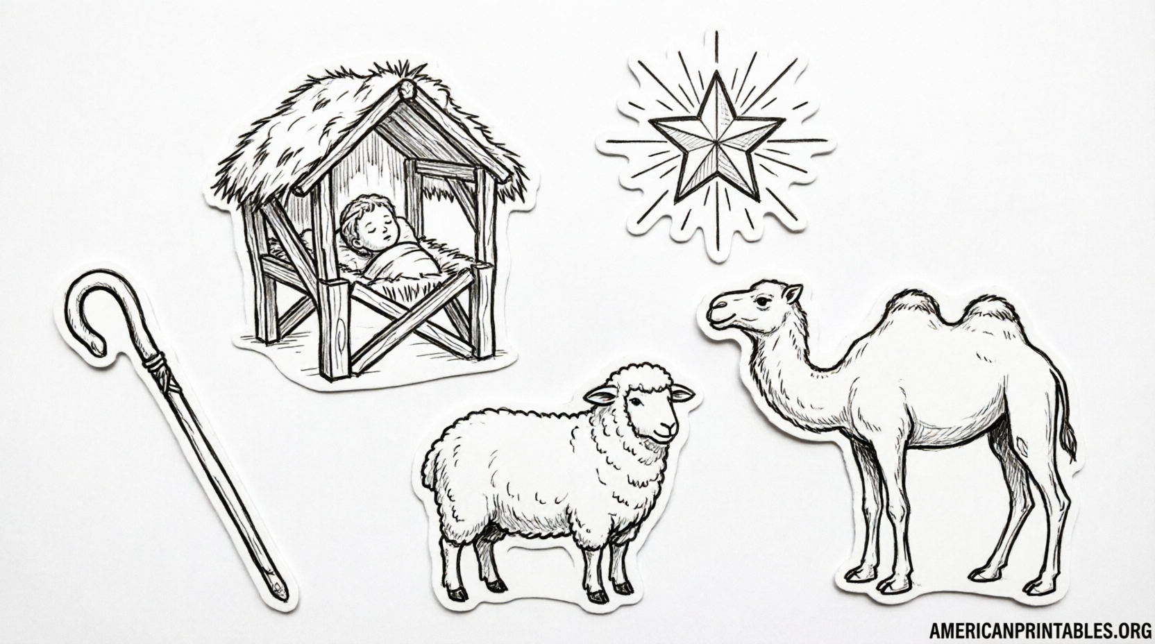 Free Printable Nativity Clipart Black and White (3)