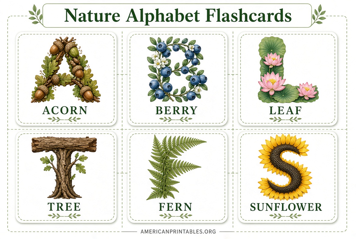 Free Printable Nature Alphabet Letters for Kids (2)