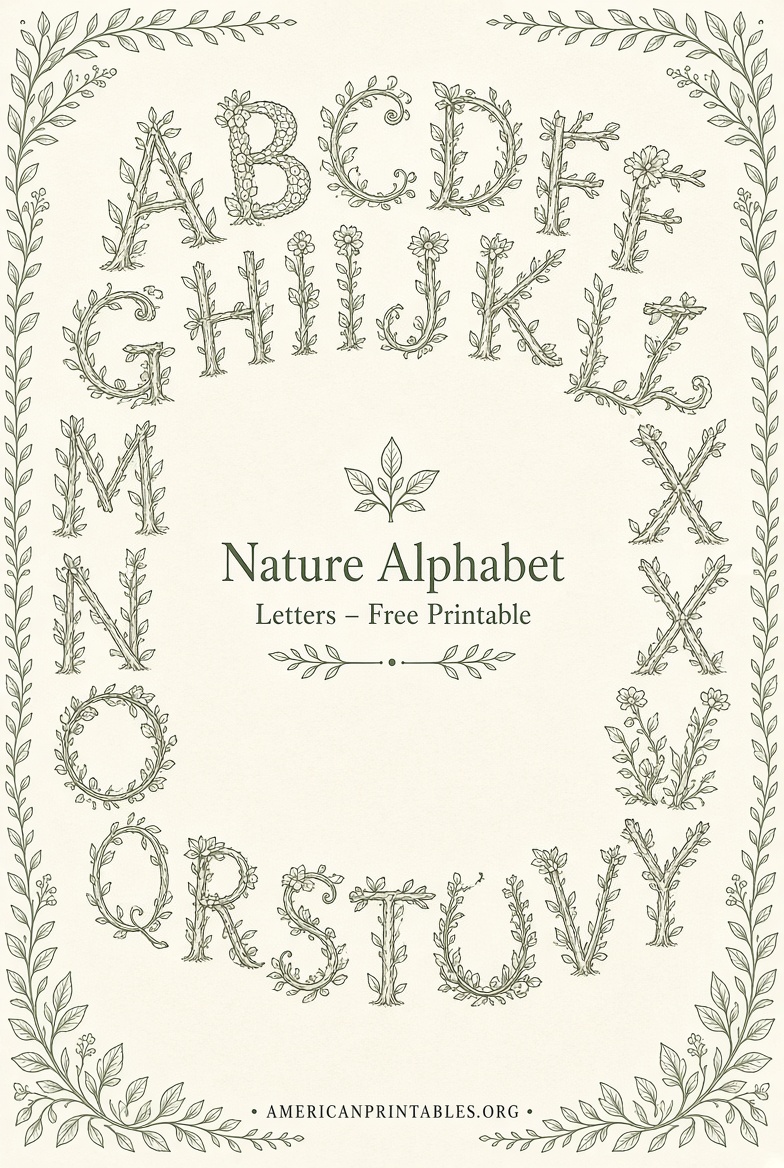 Free Printable Nature Alphabet Letters for Kids (3)