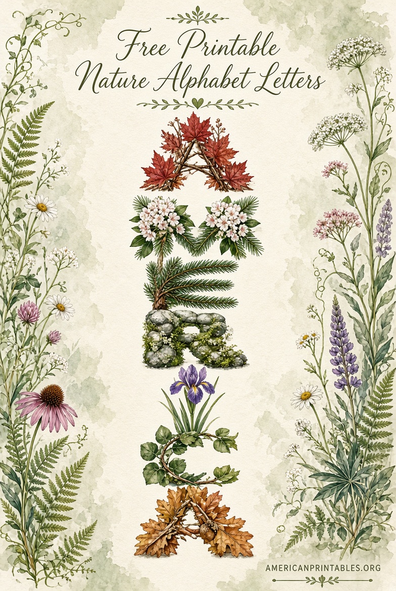 Free Printable Nature Alphabet Letters for Kids (4)