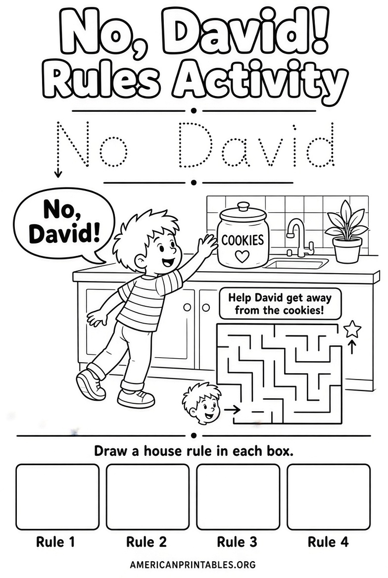 Free Printable No David Activities for Kids (1)