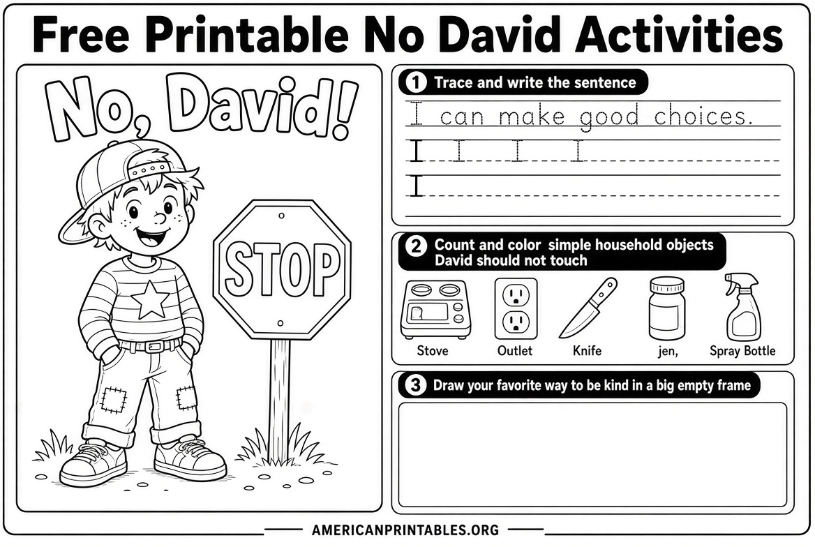 Free Printable No David Activities for Kids (2)