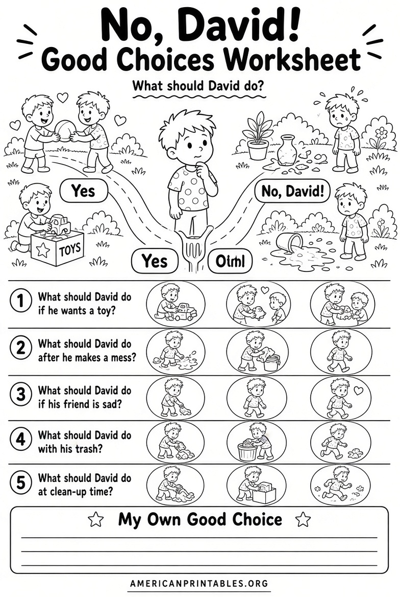 Free Printable No David Activities for Kids (3)