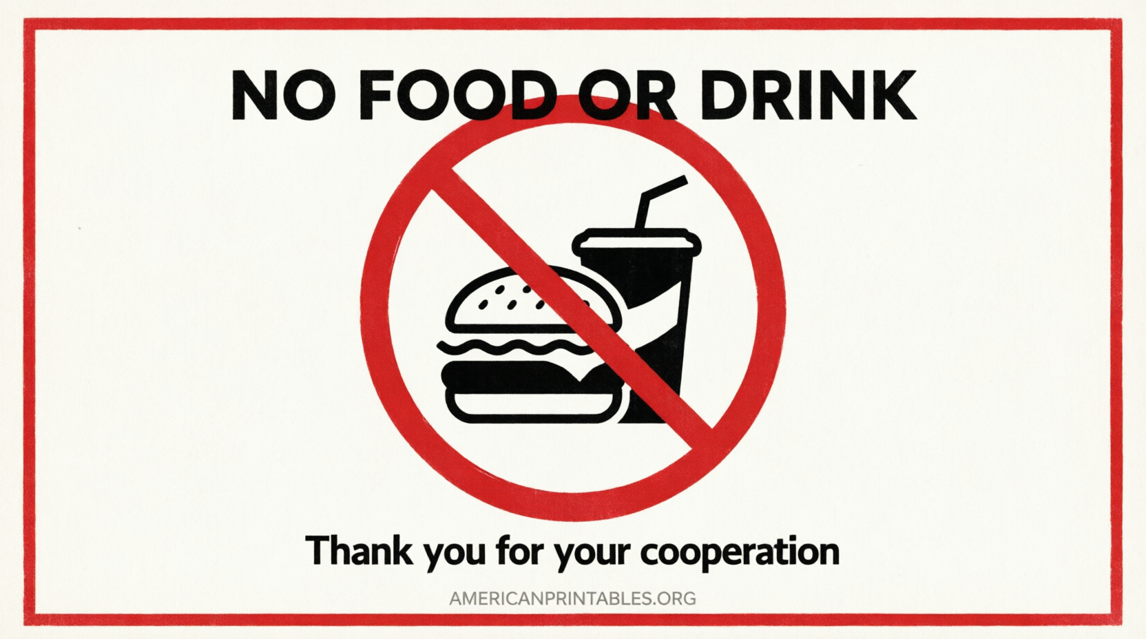 Free Printable No Food or Drink Signs (1)