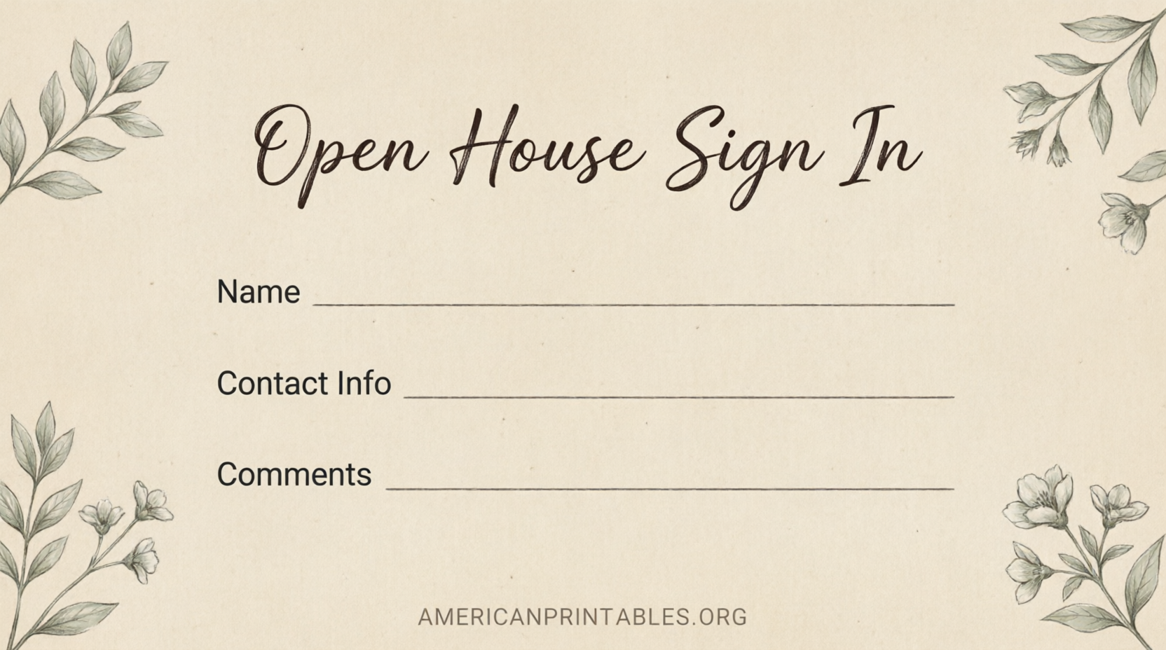 Free Printable Open House Sign In Sheets (PDF) (2)