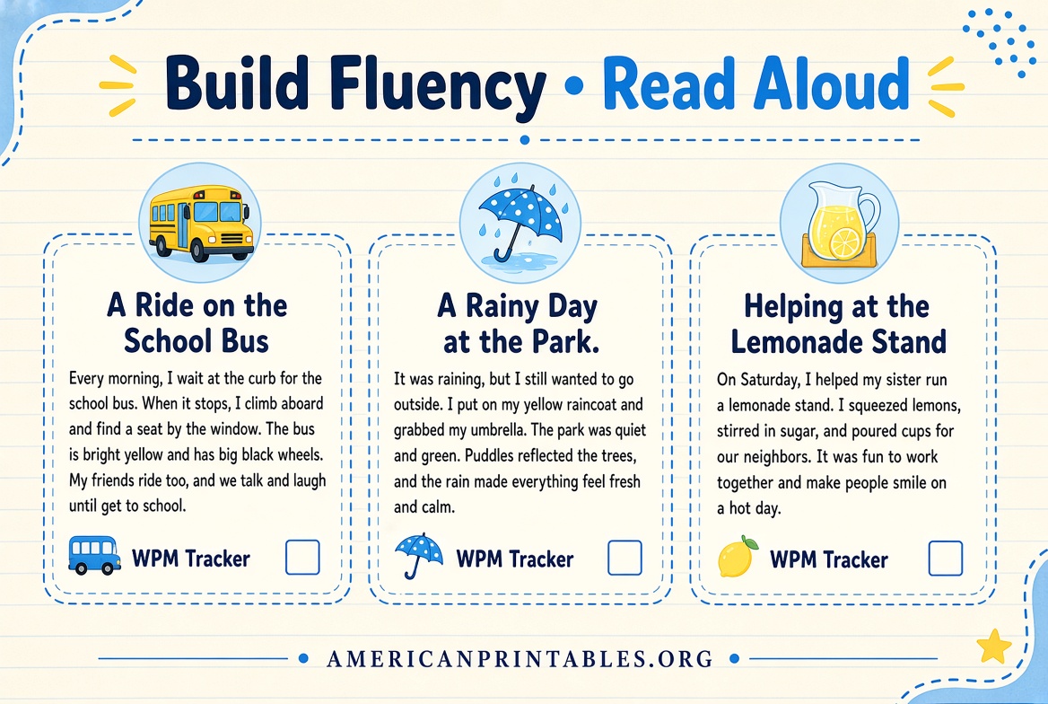 Free Printable Oral Reading Fluency Passages (3)