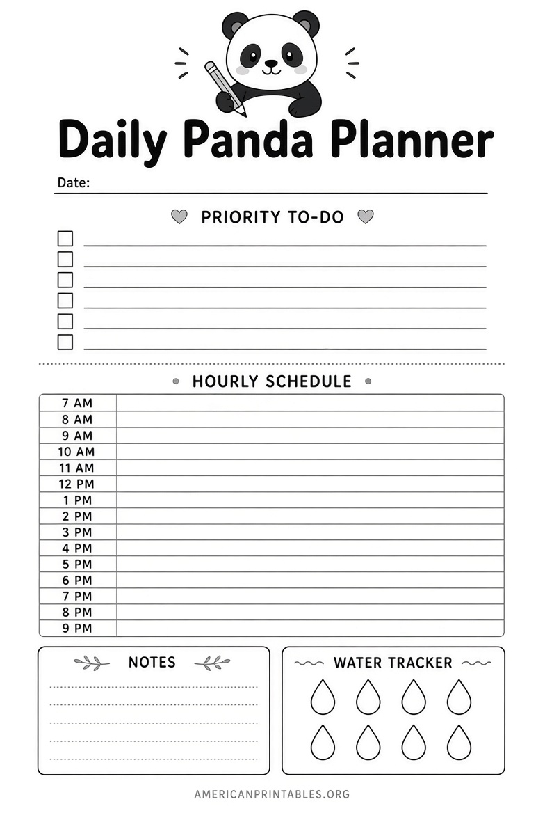 Free Printable Panda Planner Pages Cute Downloads (1)