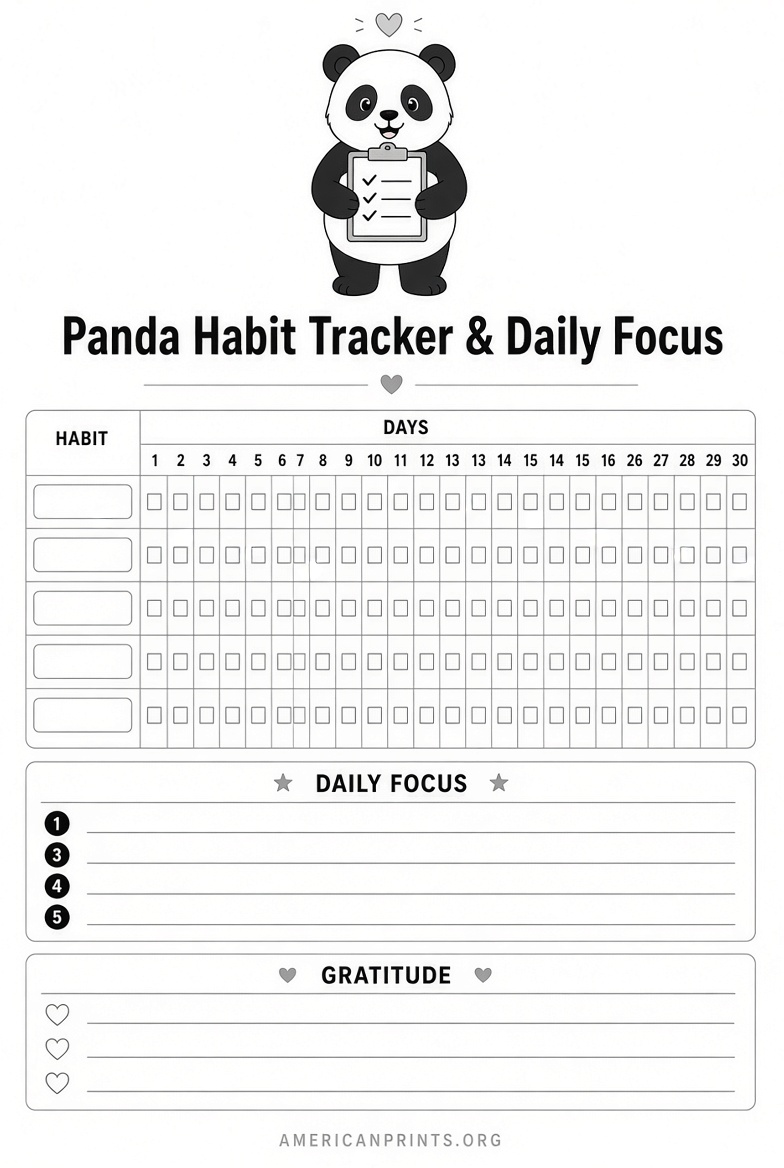 Free Printable Panda Planner Pages Cute Downloads (2)