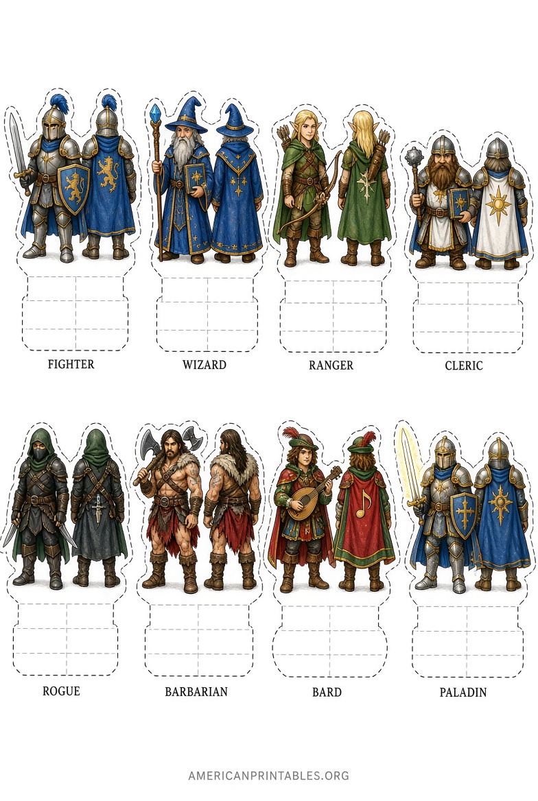 Free Printable Paper Miniatures for D&D (1)