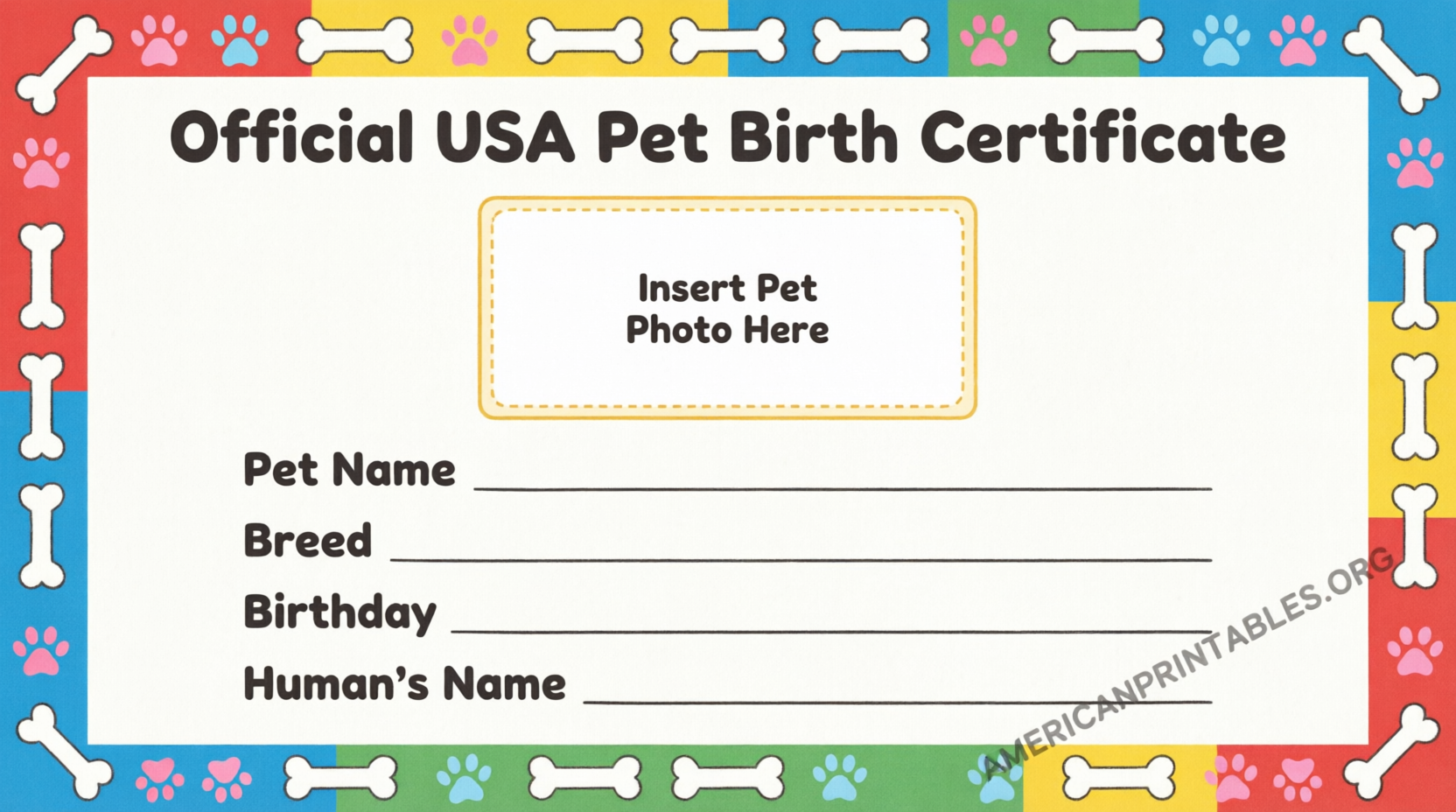 Free Printable Pet Birth Certificate Templates (2)