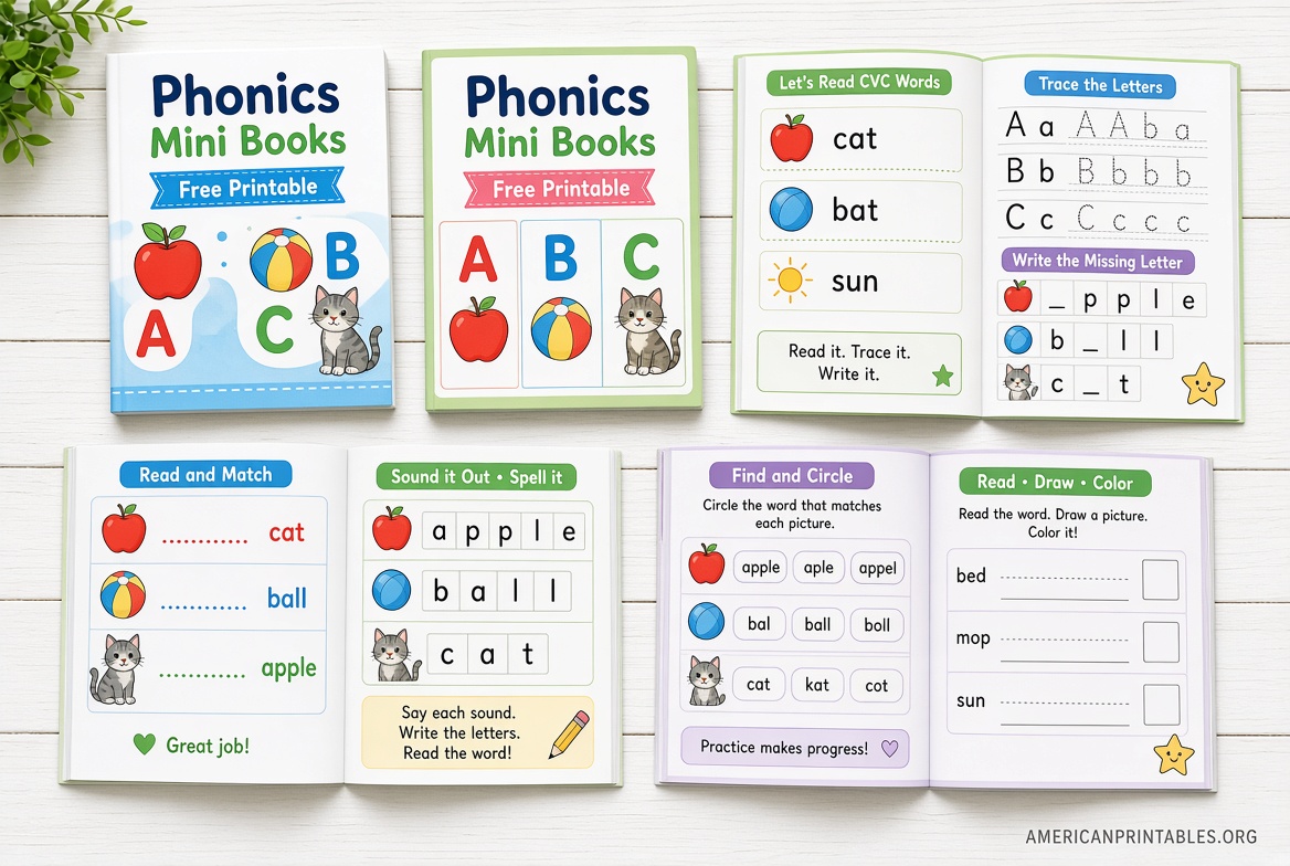 Free Printable Phonics Mini Books for Kids (1)
