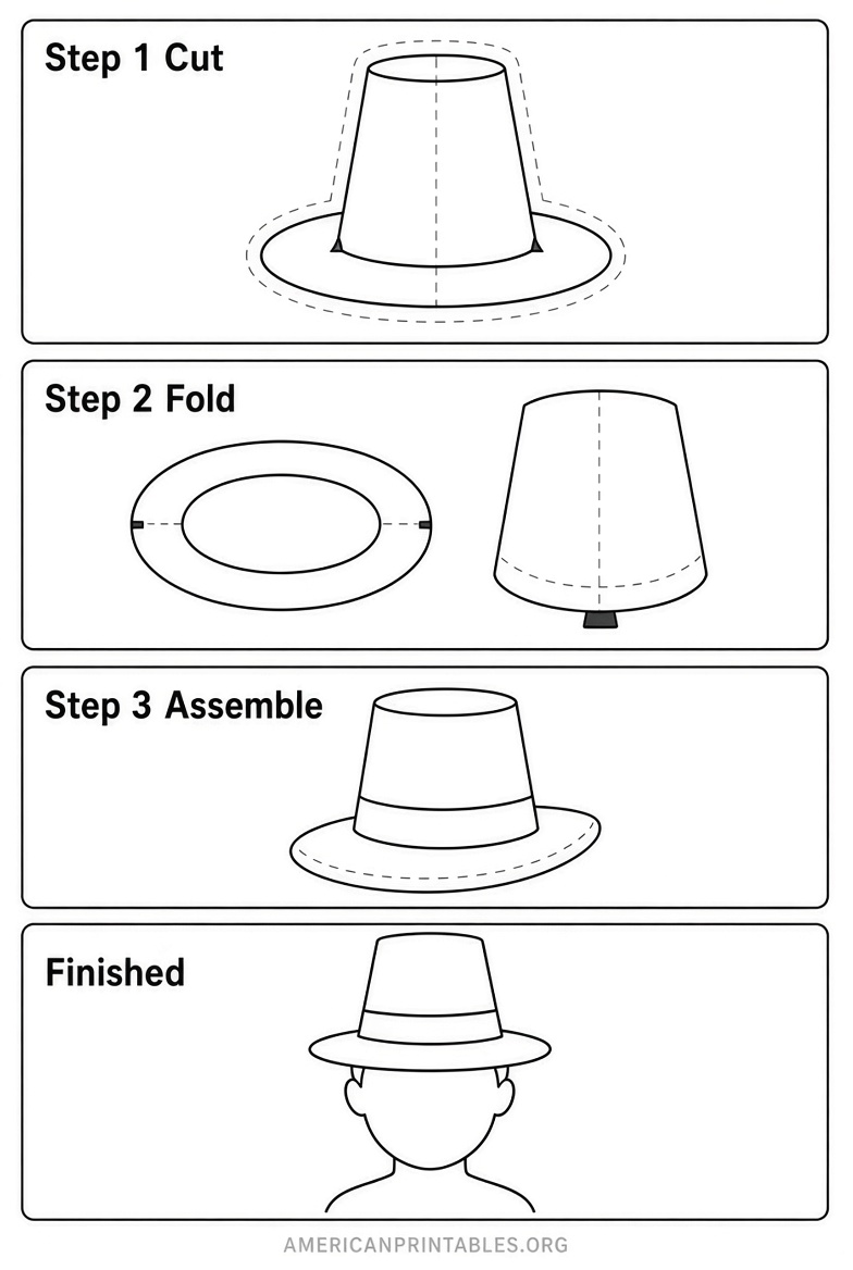 Free Printable Pilgrim Hat Template PDF (2)