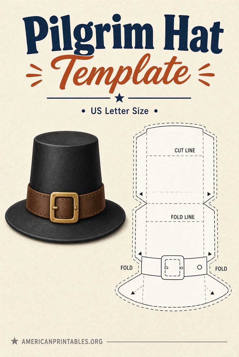Free Printable Pilgrim Hat Template PDF (3)