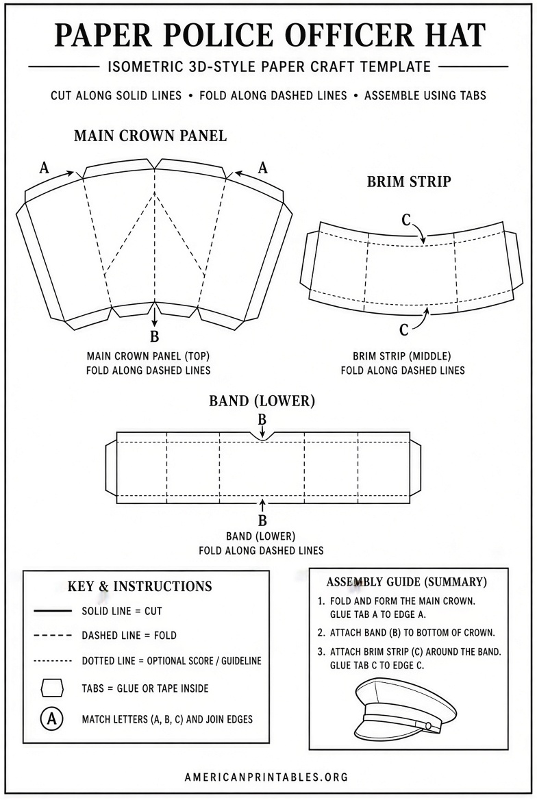 Free Printable Police Hat Template for Kids (2)