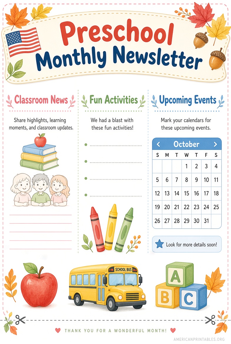Free Printable Preschool Newsletter Templates (1)
