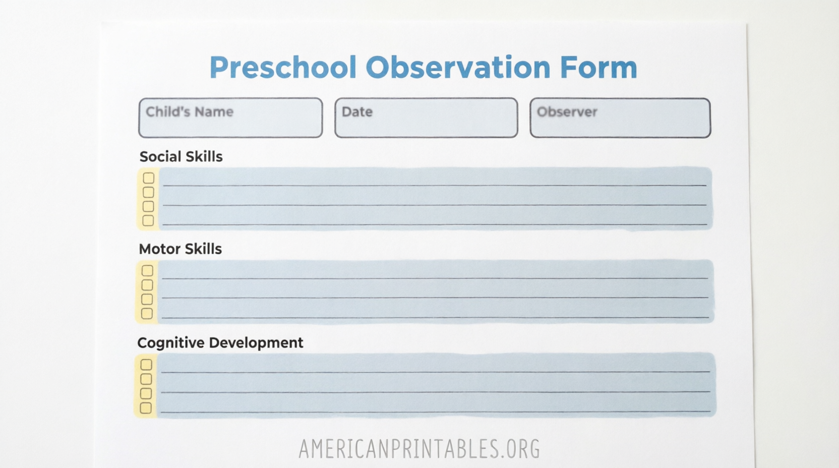 Free Printable Preschool Observation Forms (1)