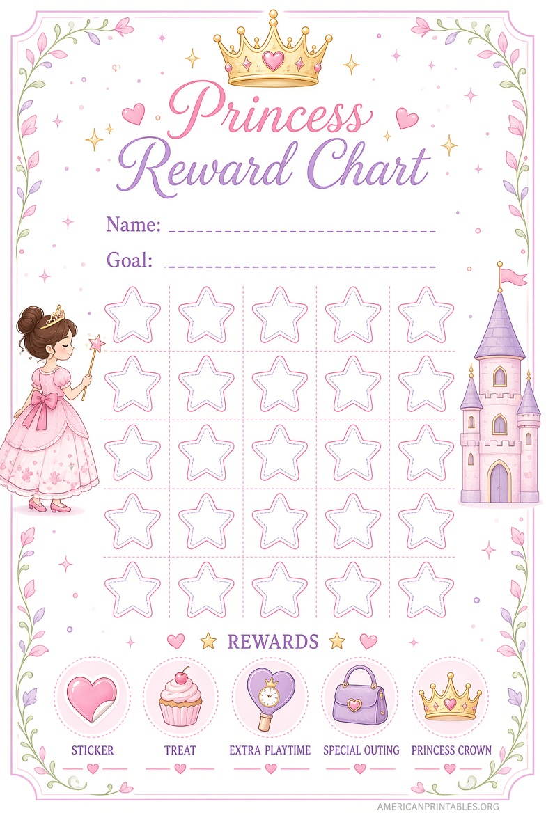 Free Printable Princess Reward Chart (2)