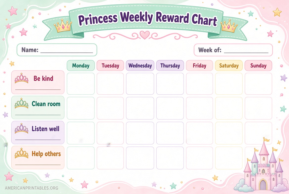 Free Printable Princess Reward Chart (3)
