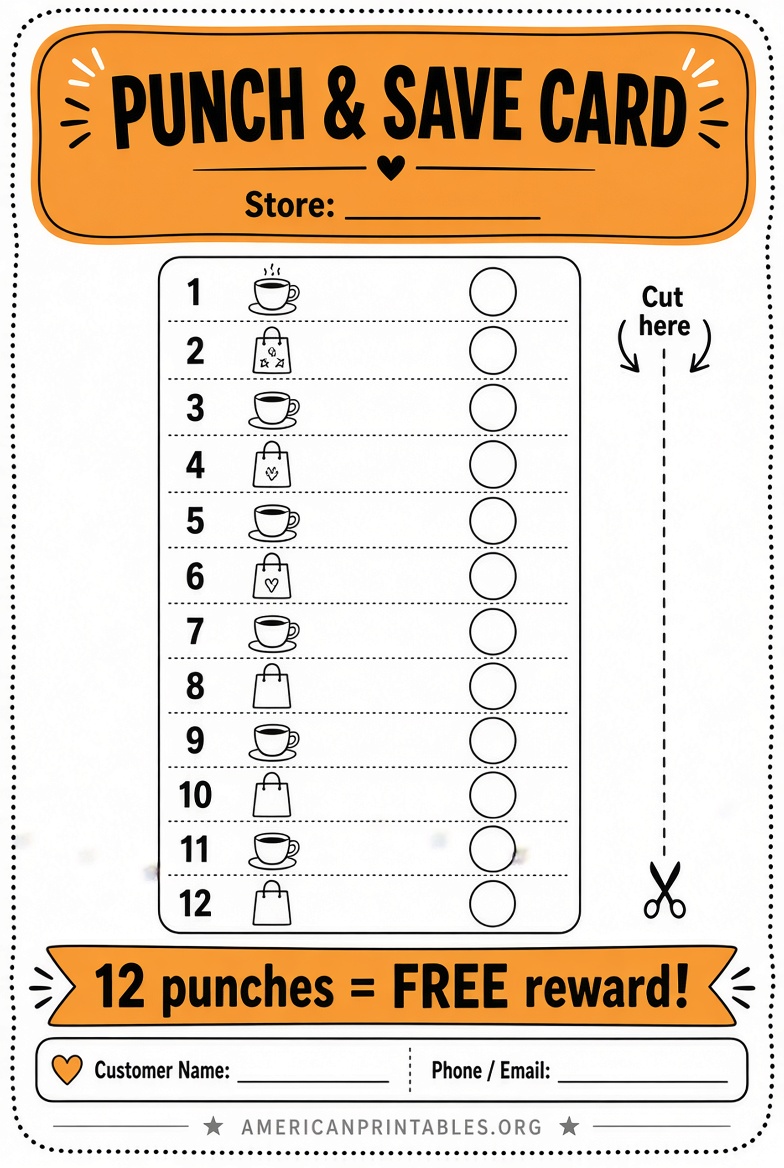 Free Printable Punch Card Templates to Download (3)