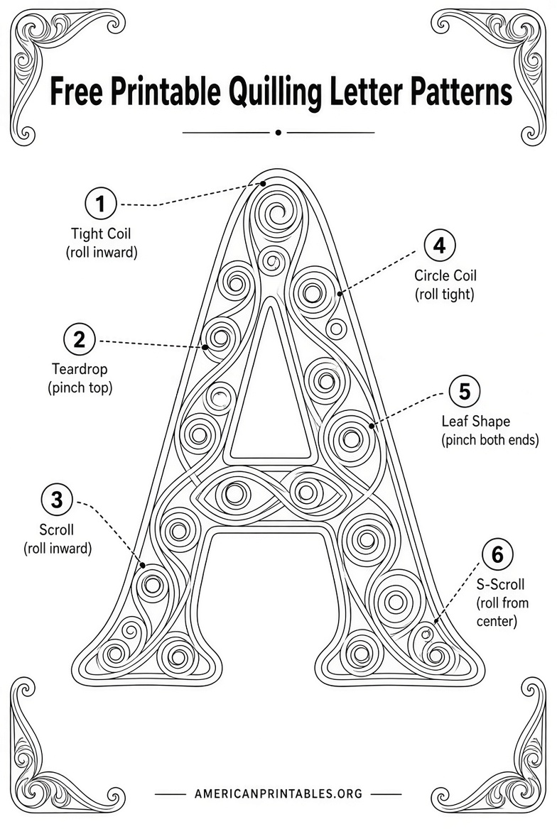 Free Printable Quilling Letter Patterns Guide (1)