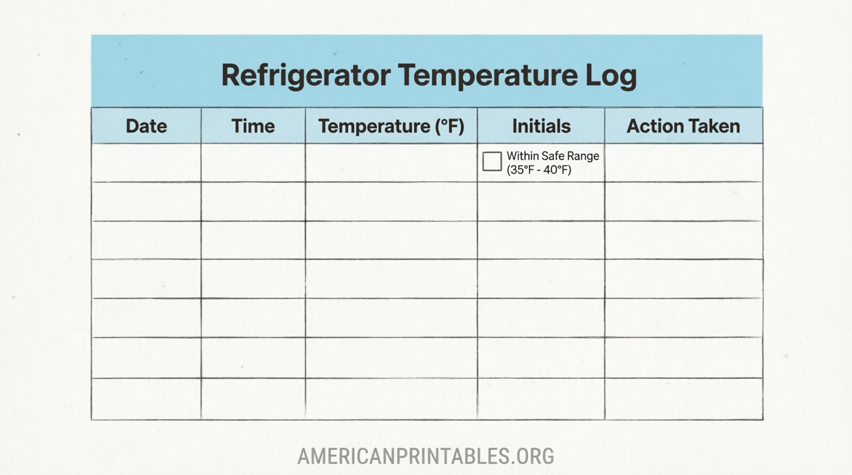 Free Printable Refrigerator Temperature Log PDF (2)