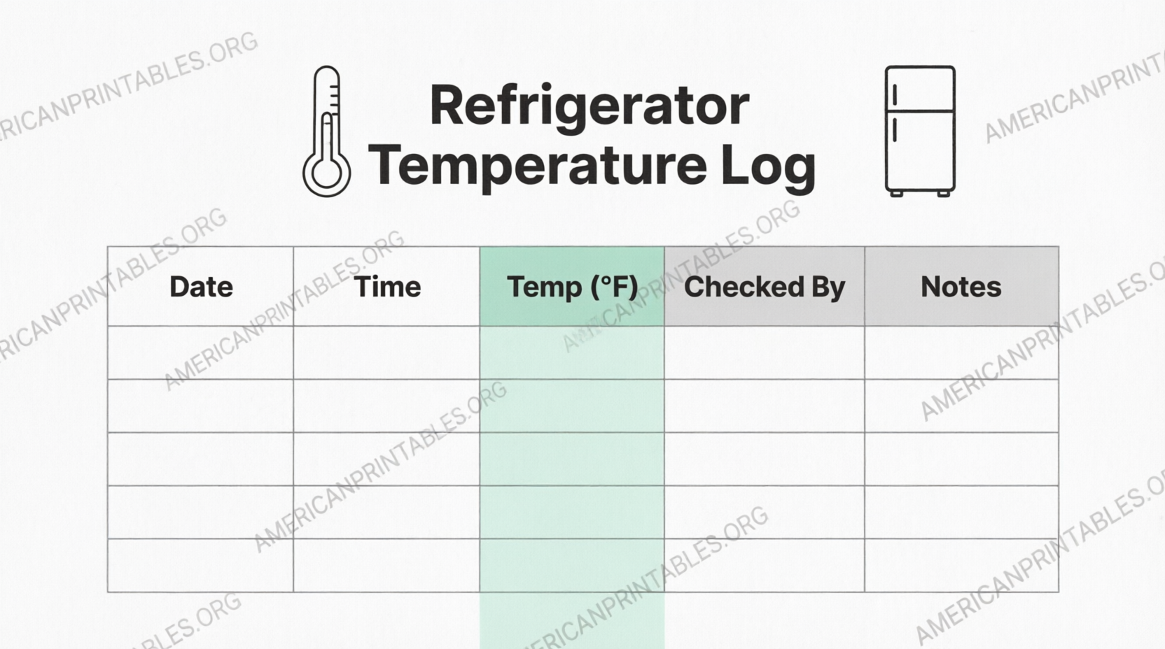 Free Printable Refrigerator Temperature Log PDF (4)
