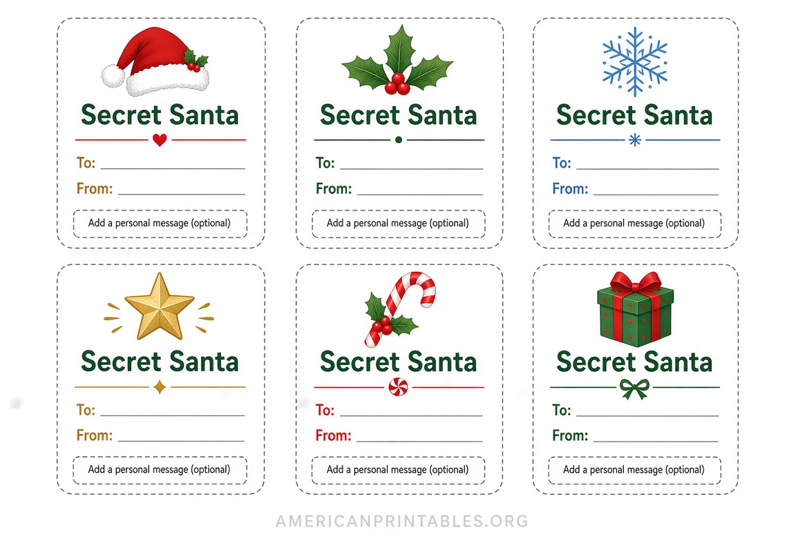 Free Printable Secret Santa Notes & Tags (2)