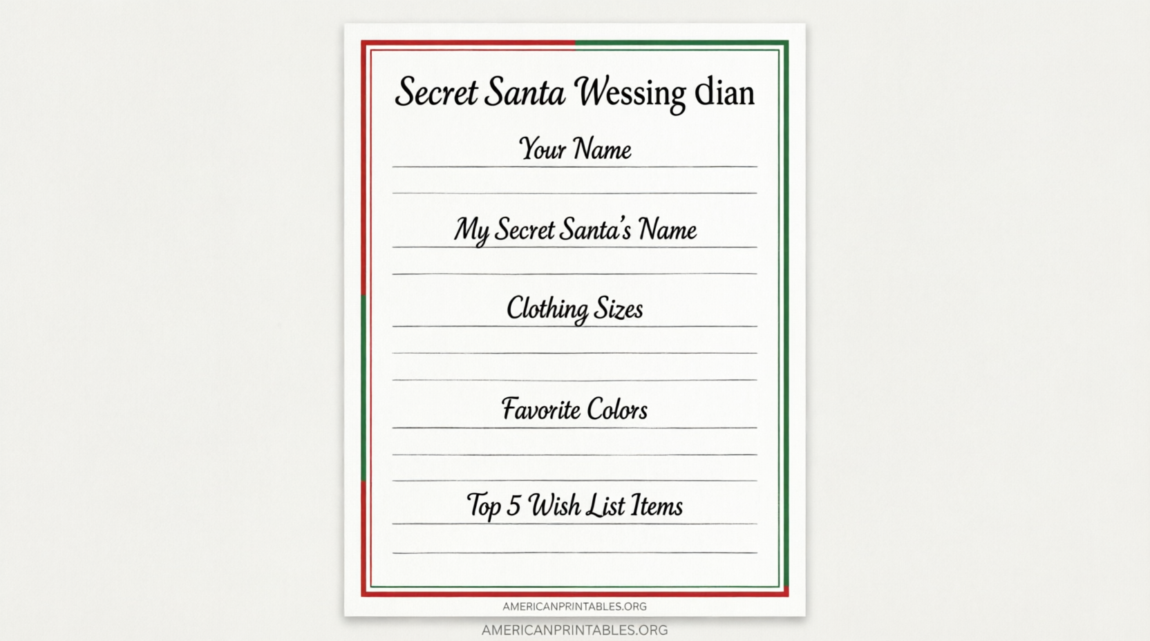 Free Printable Secret Santa Wish List (1)
