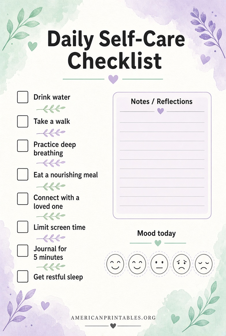 Free Printable Self Care Worksheets USA Guide (1)