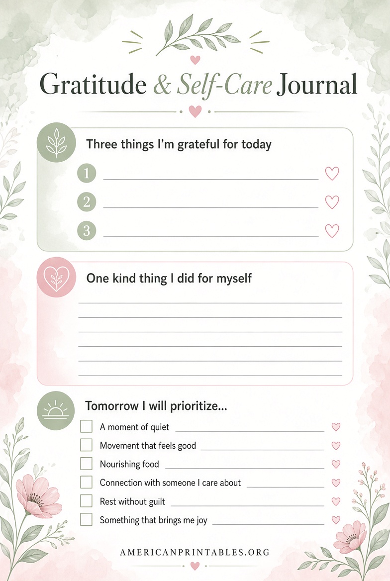 Free Printable Self Care Worksheets USA Guide (2)