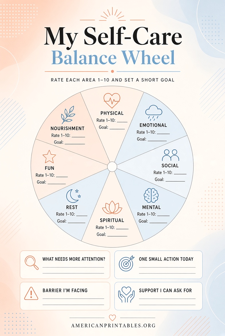 Free Printable Self Care Worksheets USA Guide (3)