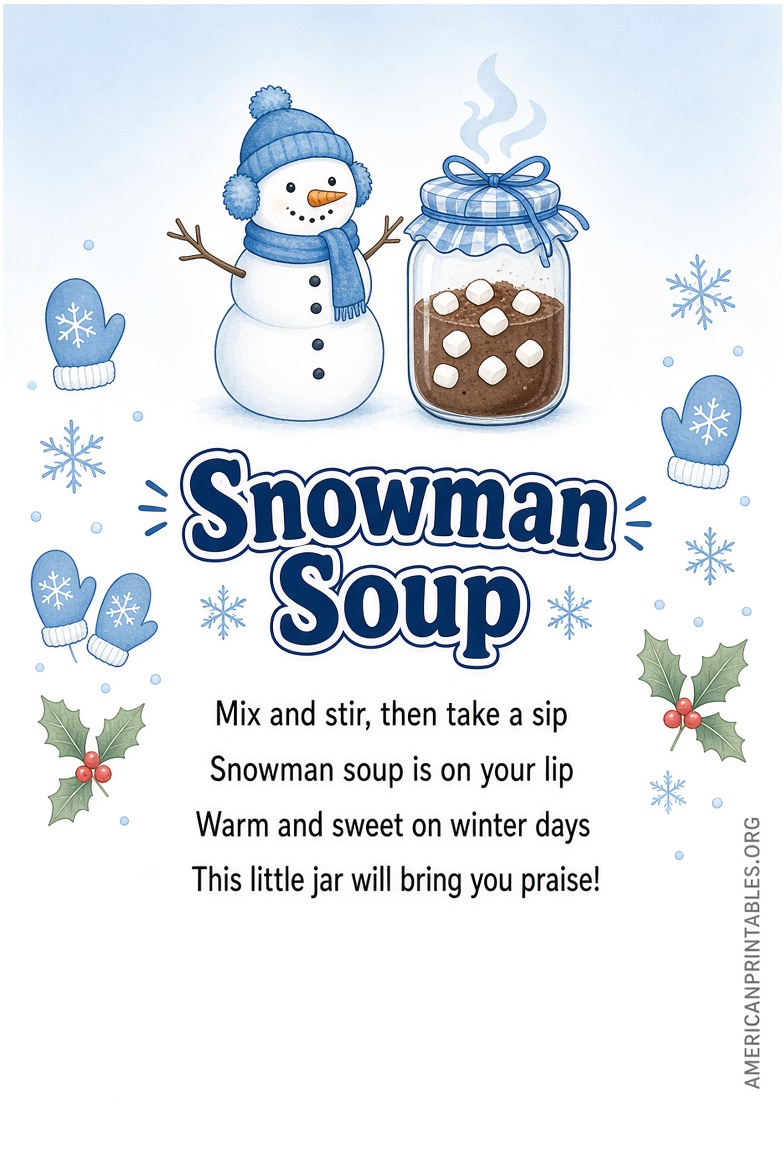 Free Printable Snowman Soup Labels & Poem (2)