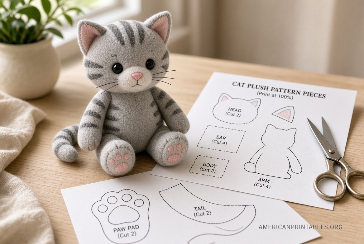 Free Printable Stuffed Cat Sewing Patterns (2)