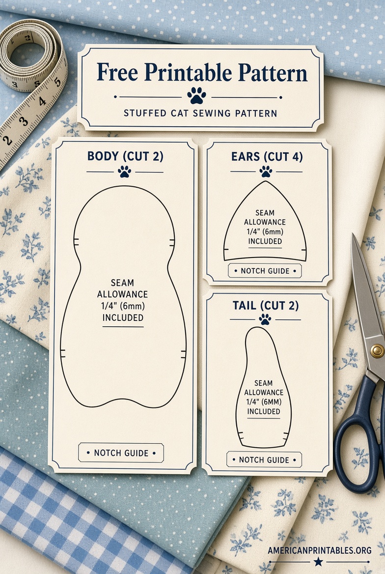 Free Printable Stuffed Cat Sewing Patterns (3)
