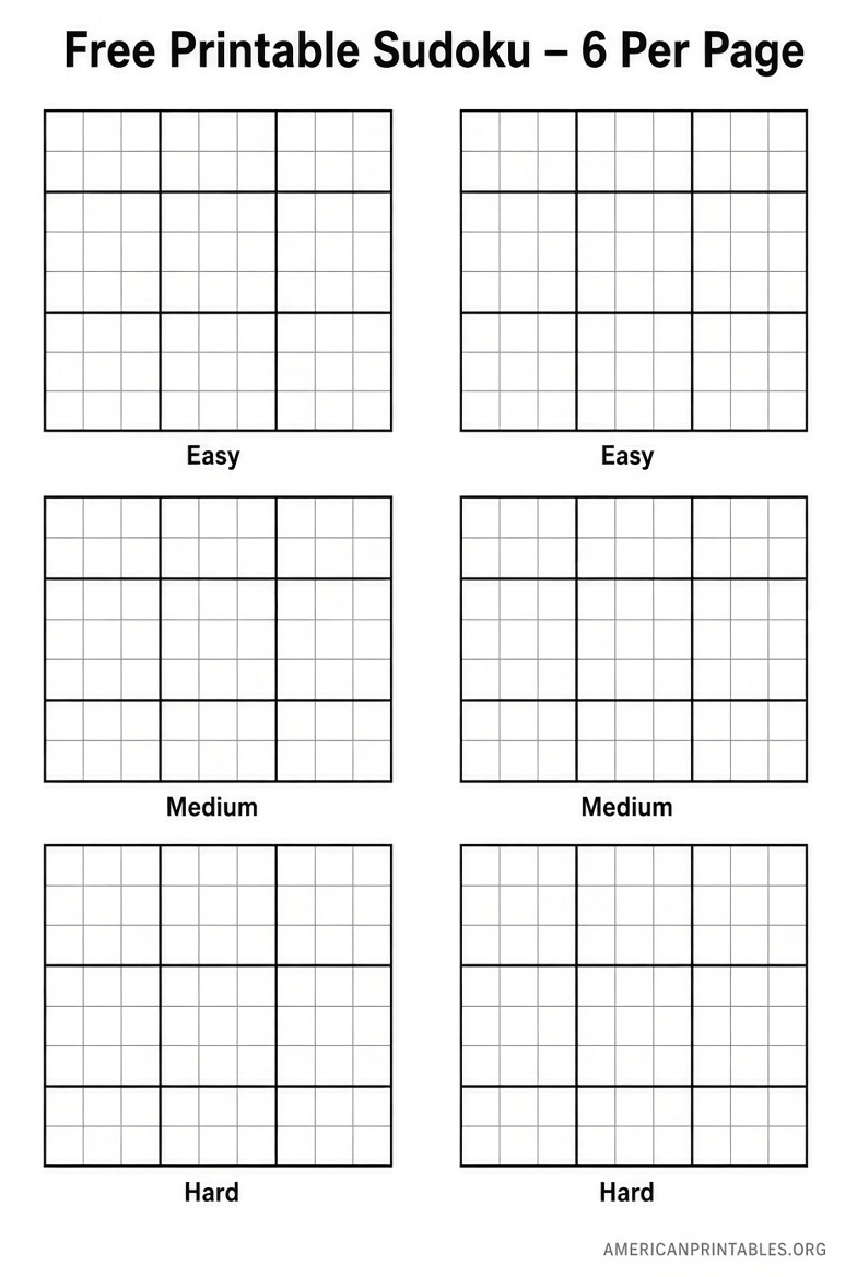 Free Printable Sudoku 6 Per Page PDFs (1)