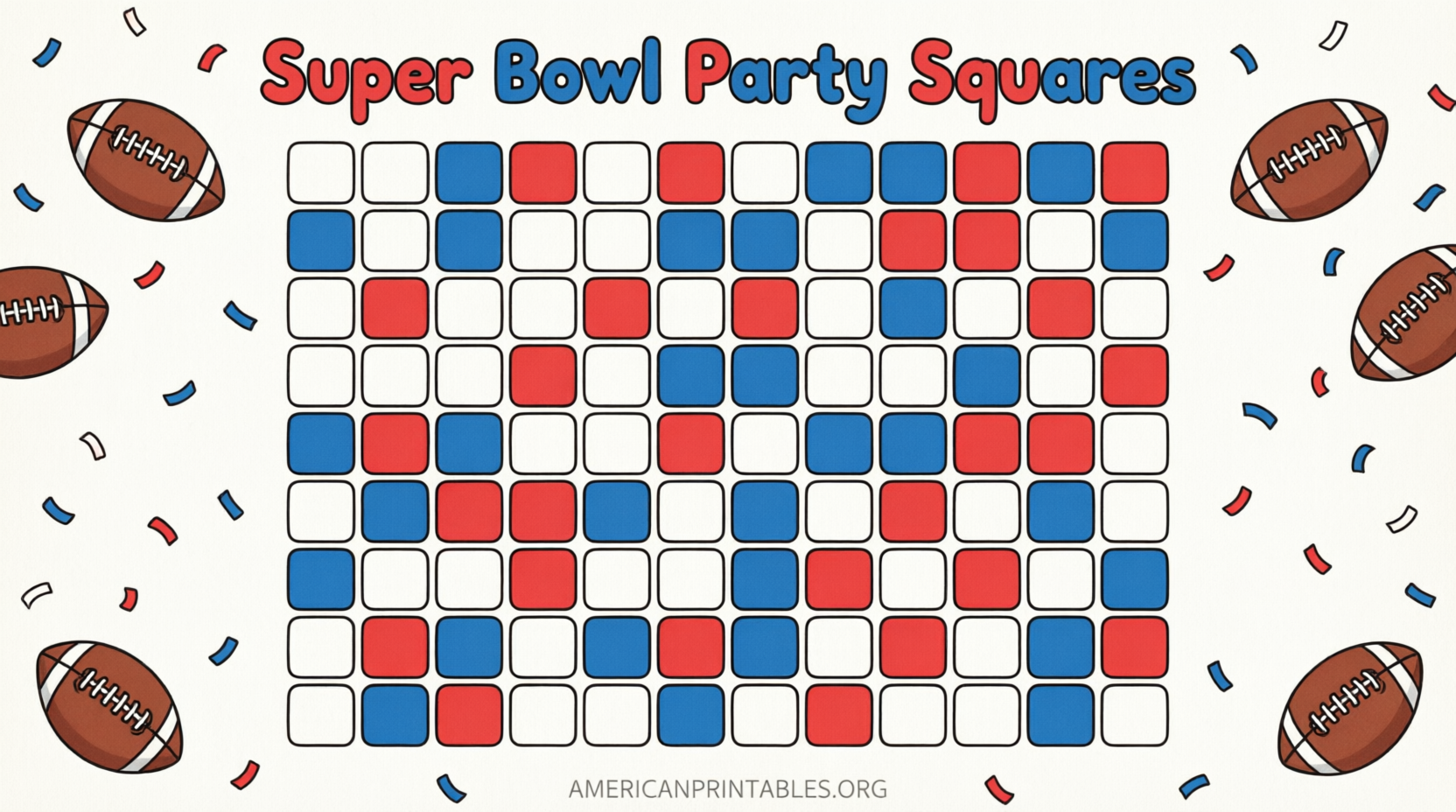 Free Printable Super Bowl Boards & Squares Templates (2)