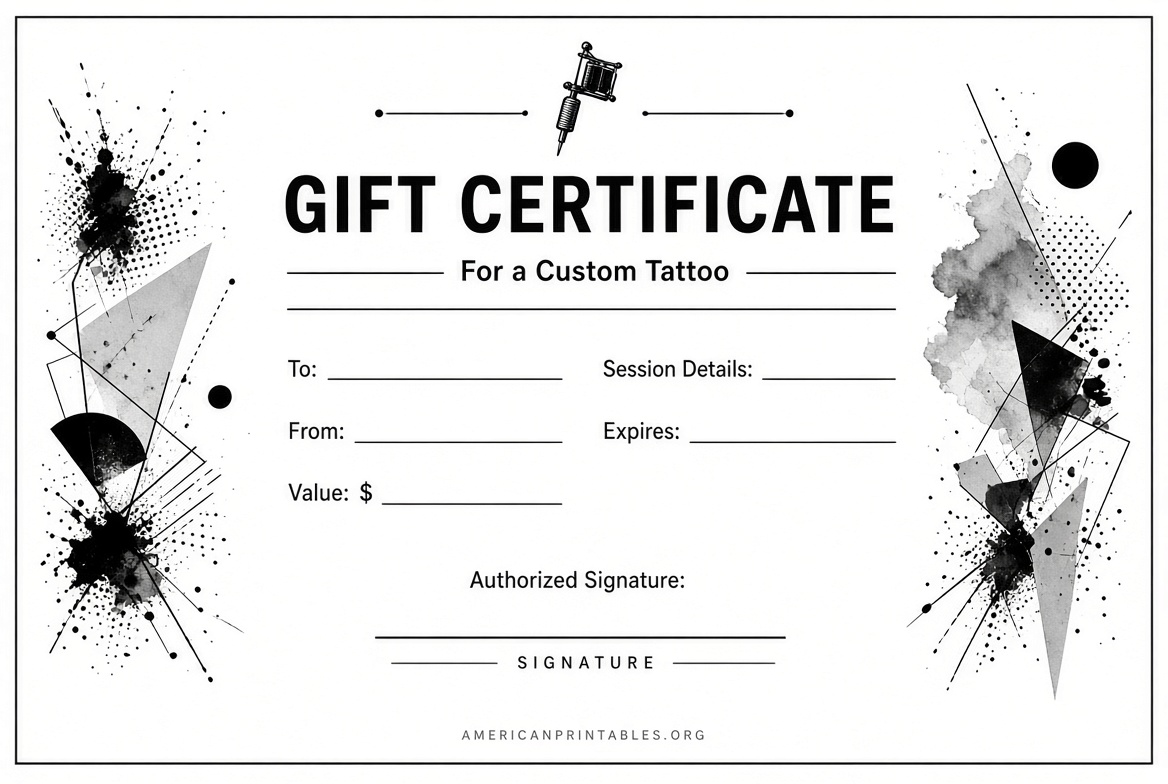Free Printable Tattoo Gift Certificate Templates (1)