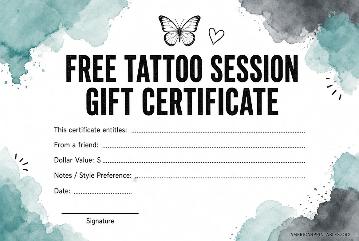 Free Printable Tattoo Gift Certificate Templates (3)