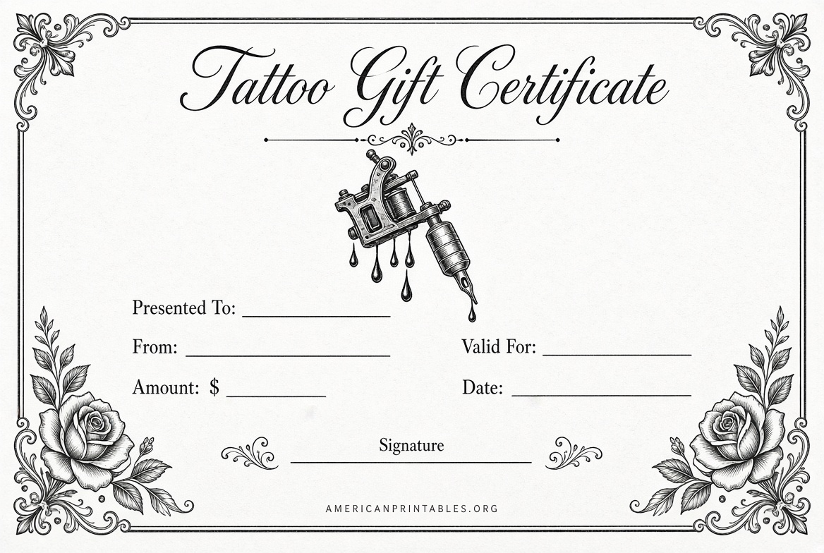 Free Printable Tattoo Gift Certificate Templates (4)